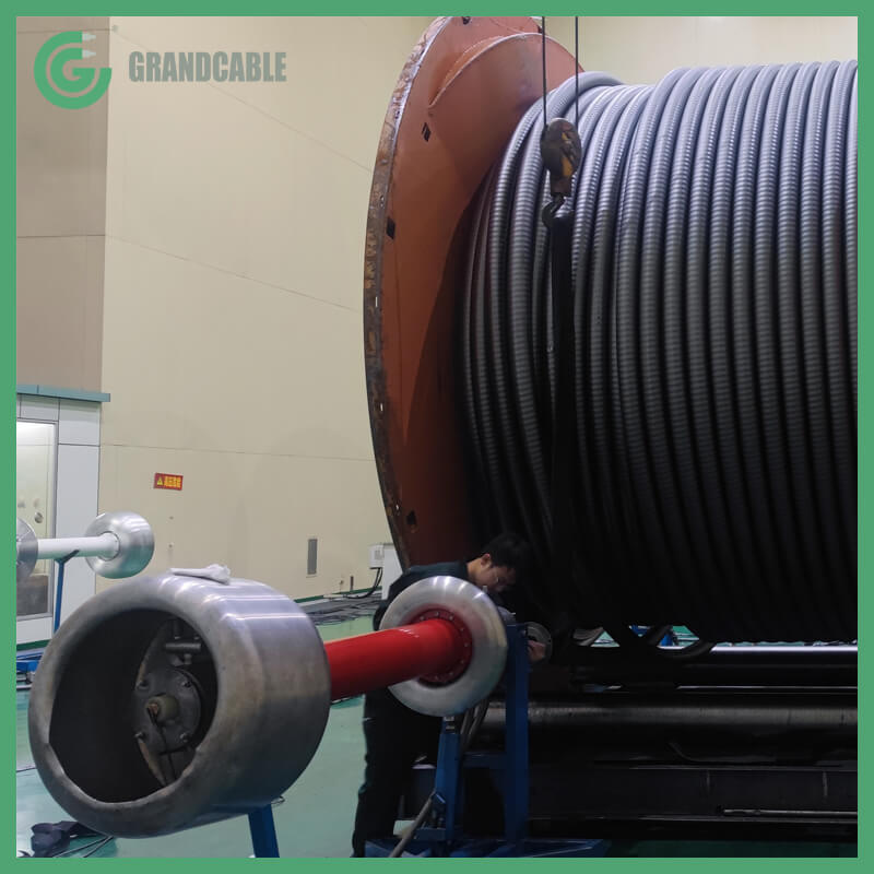 132kV single core 500qmm copper conductor, XLPE insulated, corrugated Al sheathed & MDPE outer sheathed cable for Power Plant